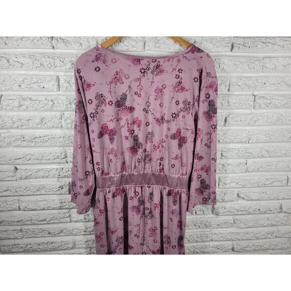 Apt 9 Intimates Womens Robe XXL Plus 3/4 Sleeve Butterflies Lavender C19E - Picture 7 of 10